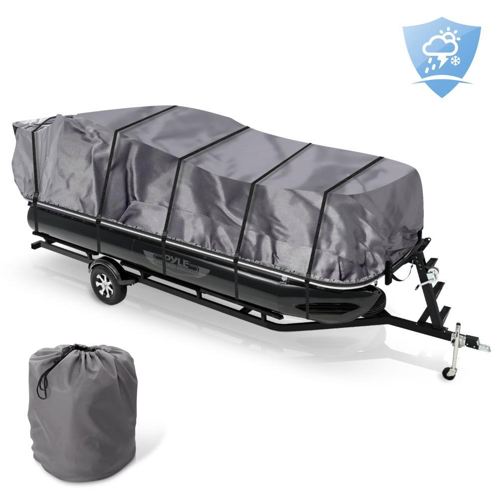 Pyle Armor Shield Trailer Pontoon Cover - Universal Cover for Pontoon Boats (for Pontoons 21" - 24 ft. Length (9PCVHP661)
