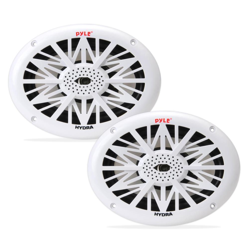 Pyle Dual 2-Way Water Resistant Marine Speakers, Full Range Stereo Sound - White (PLMR692)