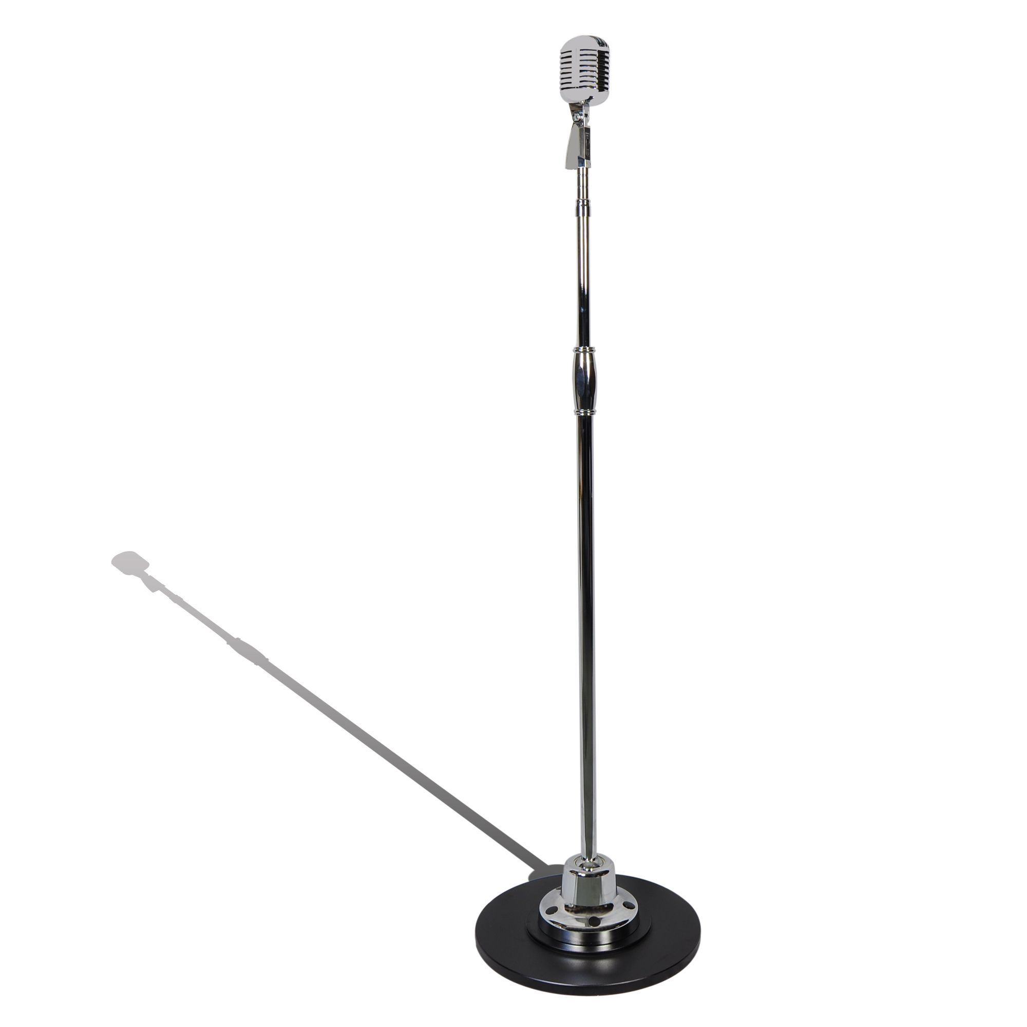 Retro Microphone and Swing Stand - Classic Vintage Professional Dynamic Unidirectional Audio Vocal Performance Mic w/ Adjustable Stand, XLR Cable Cord For Stage / Studio Use - Pyle PDMICR70SL (Silver)