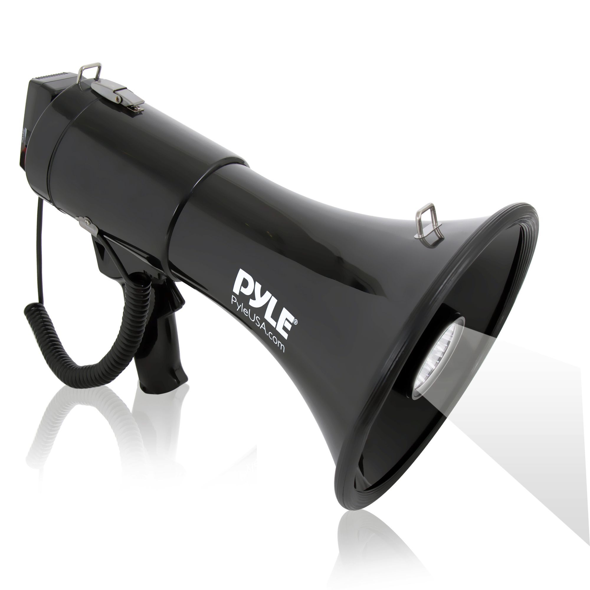 Pyle Portable Compact PA Megaphone Speaker with Alarm Siren & Adjustable Volume - 50W Handheld Lightweight Bullhorn - with Mic, AUX IN for MP3 & Rechargeable Battery - Indoor Outdoor Use - PMP561LTB