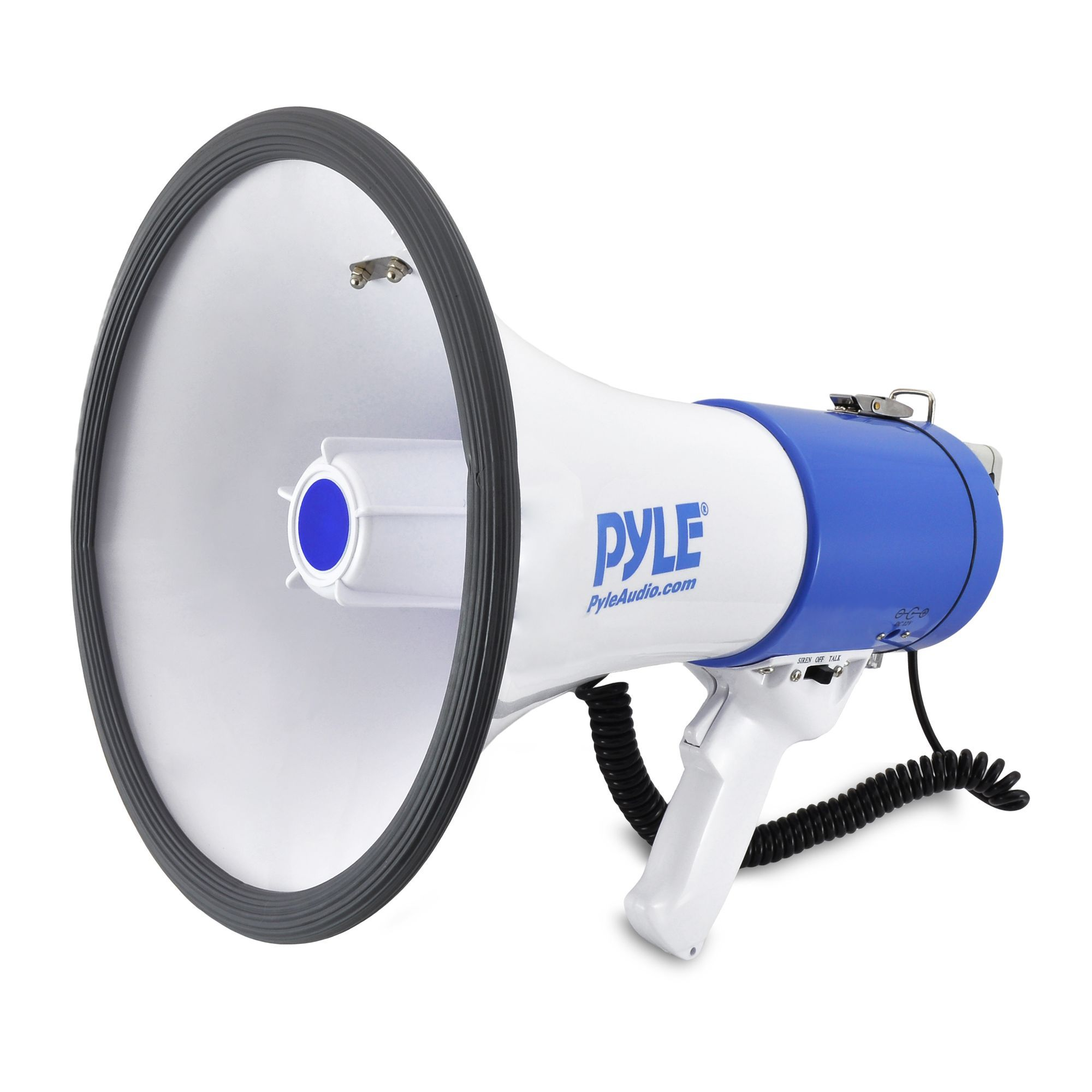 Pyle Megaphone Speaker PA Bullhorn with Built-in Siren - 50 Watts Adjustable Volume Control and 1200 Yard Range - Ideal for Football, Baseball, Basketball Cheerleading Fans & Coaches or for Safety Drills (PMP50)