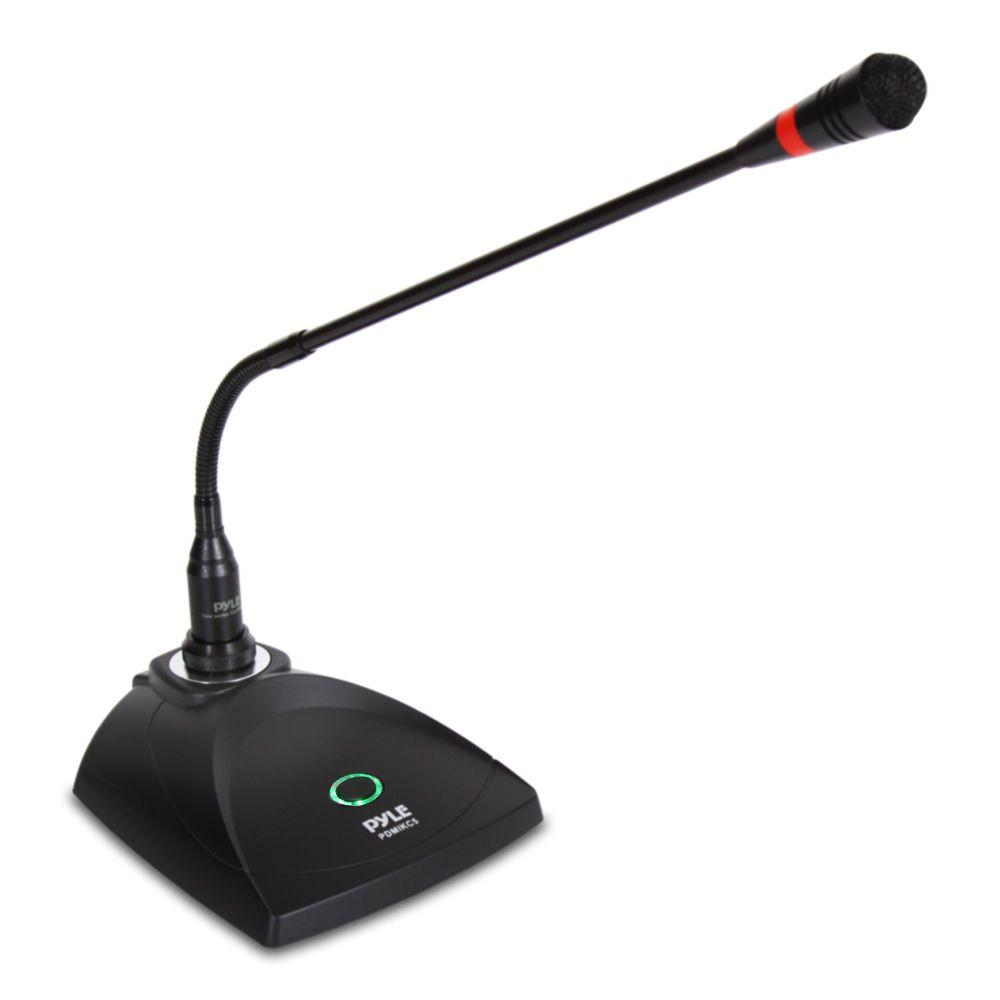 Desktop Gooseneck Wired Microphone System - Table Mounted Corded Voice Condenser Mic with Pop Filter - XLR to 1/4'' Sound Cord - for Karaoke, Conference, Studio Audio Recording - Pyle Pro PDMIKC5