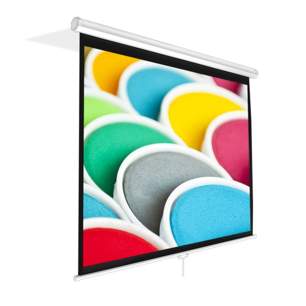 Pyle PRJSM1006 Universal 100-Inch Roll-Down Pull-Down Manual Projection Screen (59.8" x 79.9") Matte White
