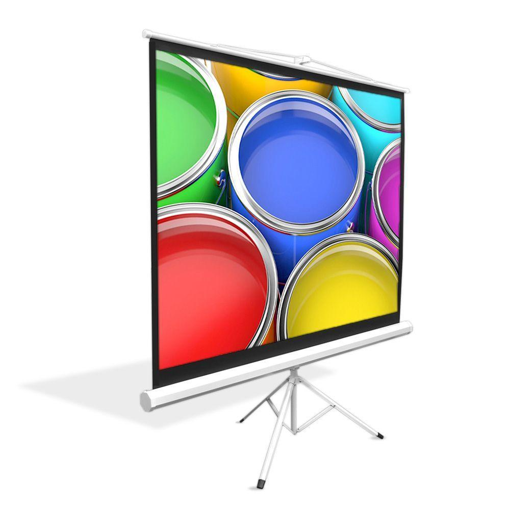 Upgraded Pyle 84" Projector Screen with Floor Standing Portable Fold-Out Roll-Up Tripod Manual, Mobile Movie Screen, Home Theater Cinema Wedding Party Office Presentation, Quick Assembly (PRJTP84)