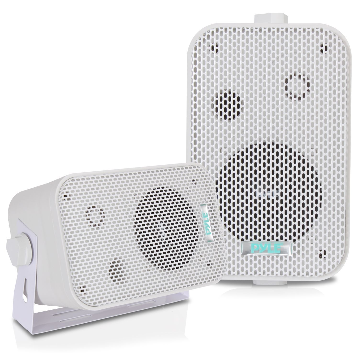 Dual Waterproof Outdoor Speaker System - 3.5 Inch Pair of Weatherproof Wall / Ceiling Mounted Speakers w/ Heavy Duty Grill, Universal Mount - For Use in the Pool, Patio, Indoor - Pyle PDWR30W (White)