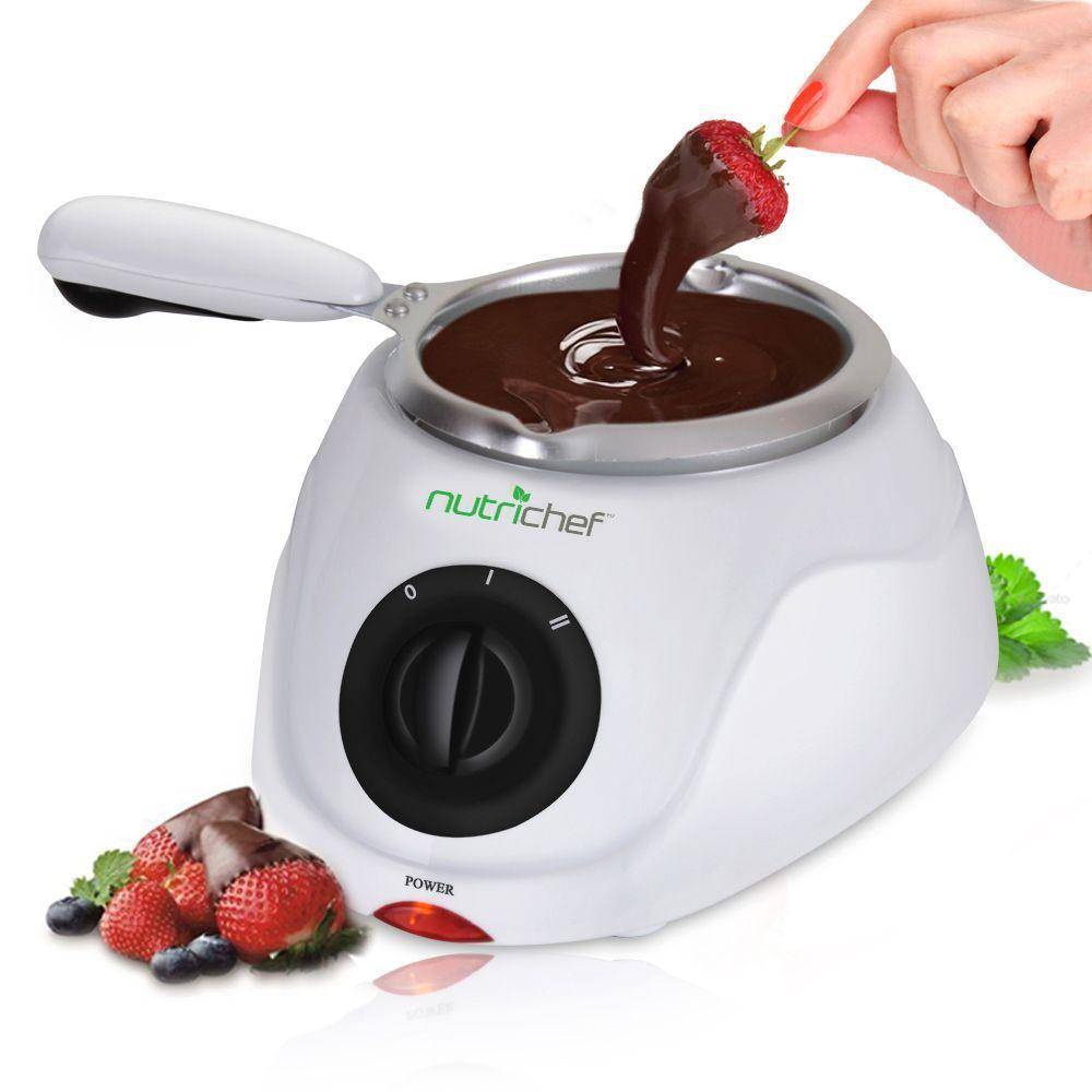 Chocolate Melting Warming Fondue Set - Electric Choco Melt / Warmer Machine Set with Keep Warm Dipping function and Removable Pot - Melts Chocolate, Candy, Butter, Cheese, Caramel - NutriChef PKFNMK14