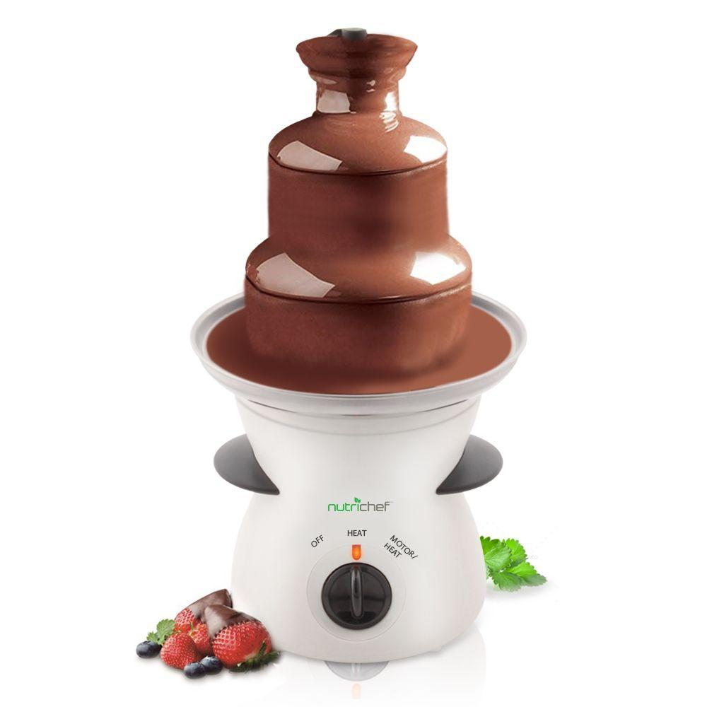 3 Tier Chocolate Fondue Fountain - Electric Stainless Choco Melts Dipping Warmer Machine - Melting, Warming, Keep Warm - for Melted Chocolate, Candy, Butter, Cheese, Caramel Dip - NutriChef PKFNMK16