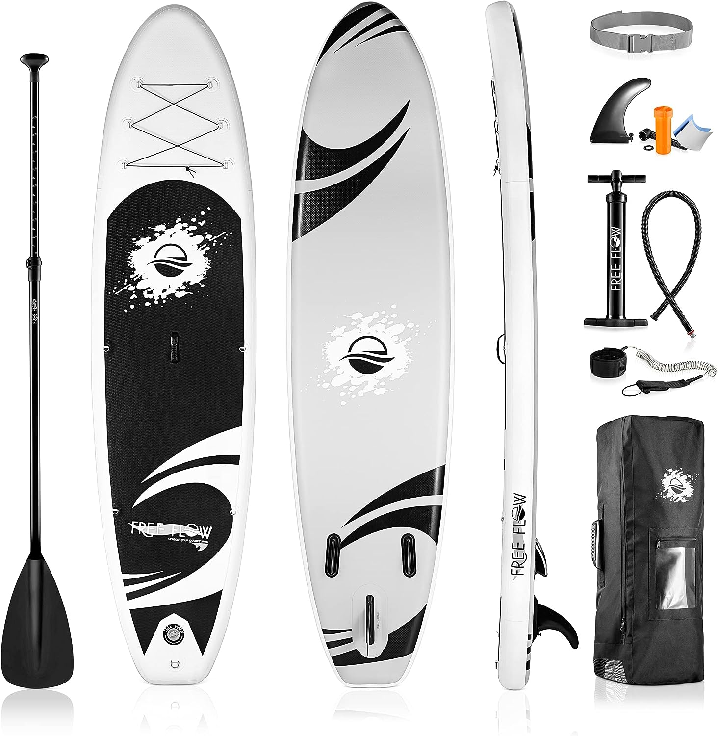 SereneLife Inflatable Stand Up Paddle Board (6 Inches Thick) with Premium SUP Accessories & Carry Bag | Wide Stance, Bottom Fin for Paddling, Surf Control, Non-Slip Deck | Youth & Adult Standing Boat