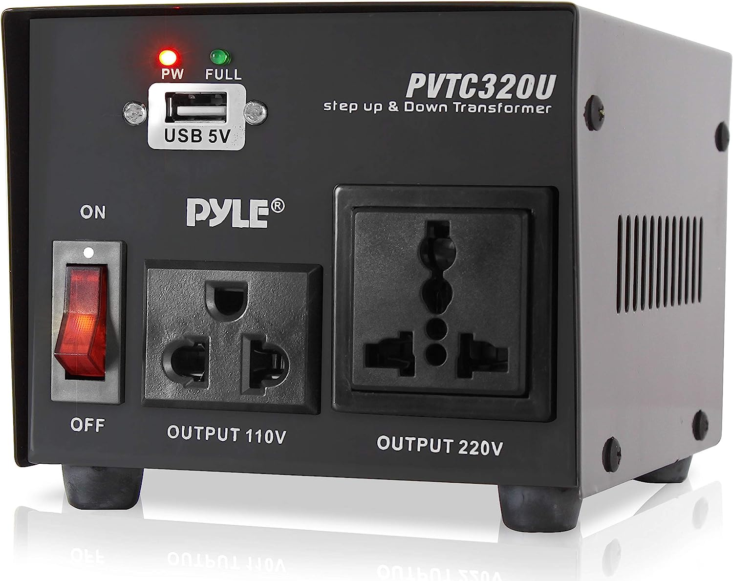 Pyle Step Up and Down Converter - 500 Watt Voltage Converter Transformer w/ USB Charging Port, UK Power Adapter, AC 110 / 120 to 220 / 240 Volt Vice Versa, 110V/120V/220V/240V Input Voltage-PVTC320U