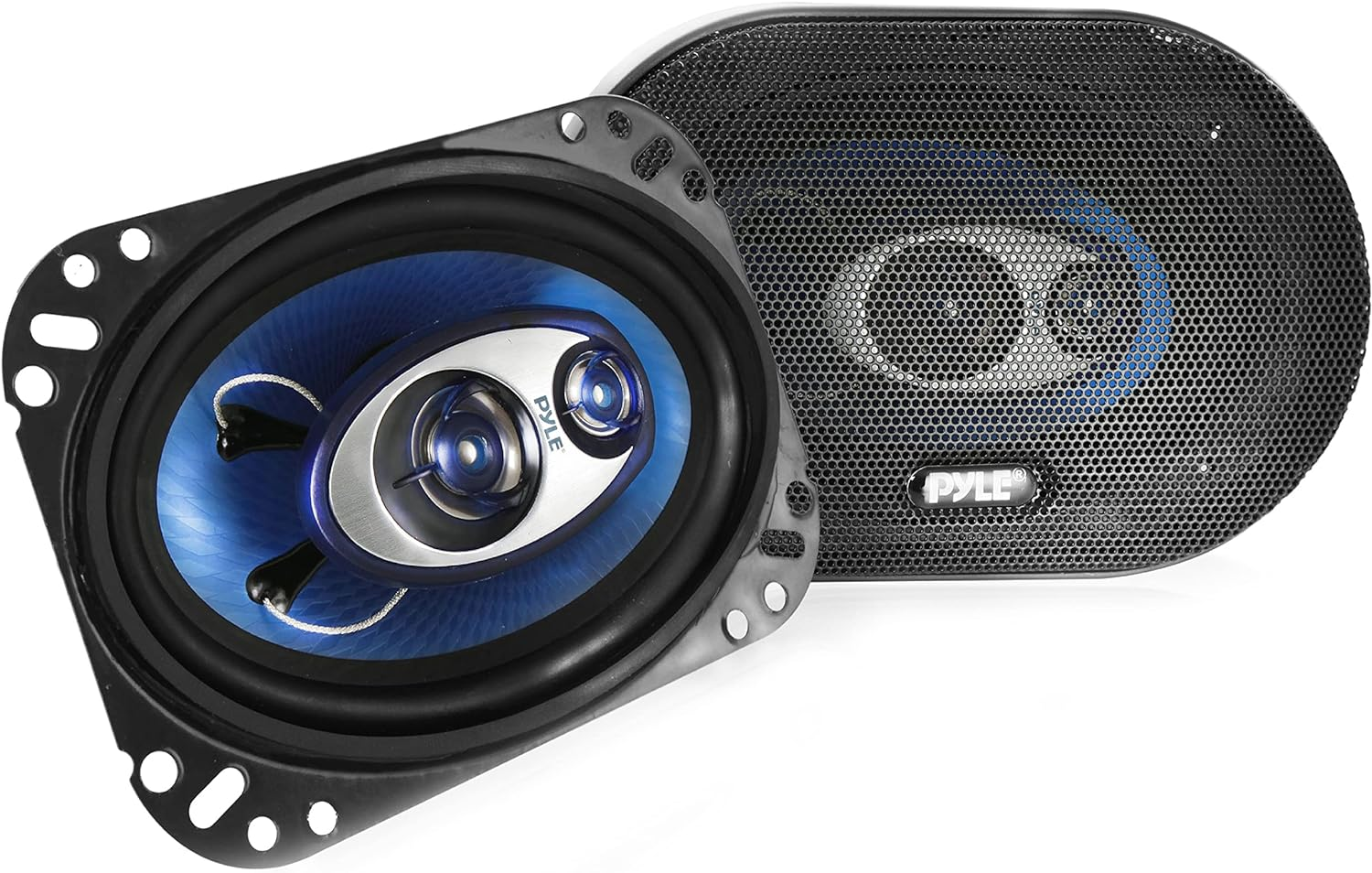 Pyle 4'' x 6'' Three Way Sound Speaker System - Pro Mid Range Triaxial Loud Audio 240 Watt per Pair w/ 4 Ohm Impedance and 3/4'' Piezo Tweeter for Car Component Stereo PL463BL