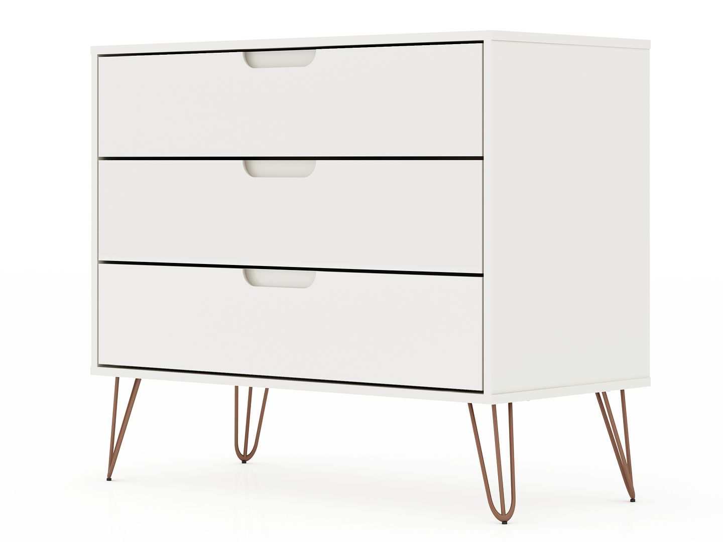 Rockefeller Mid-Century- Modern Dresser with 3-Drawers in Nature and Textured Grey