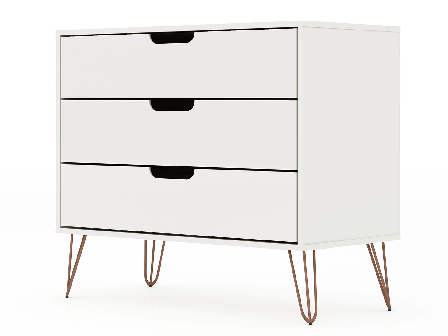 Rockefeller Mid-Century- Modern Dresser with 3-Drawers in Nature and Textured Grey