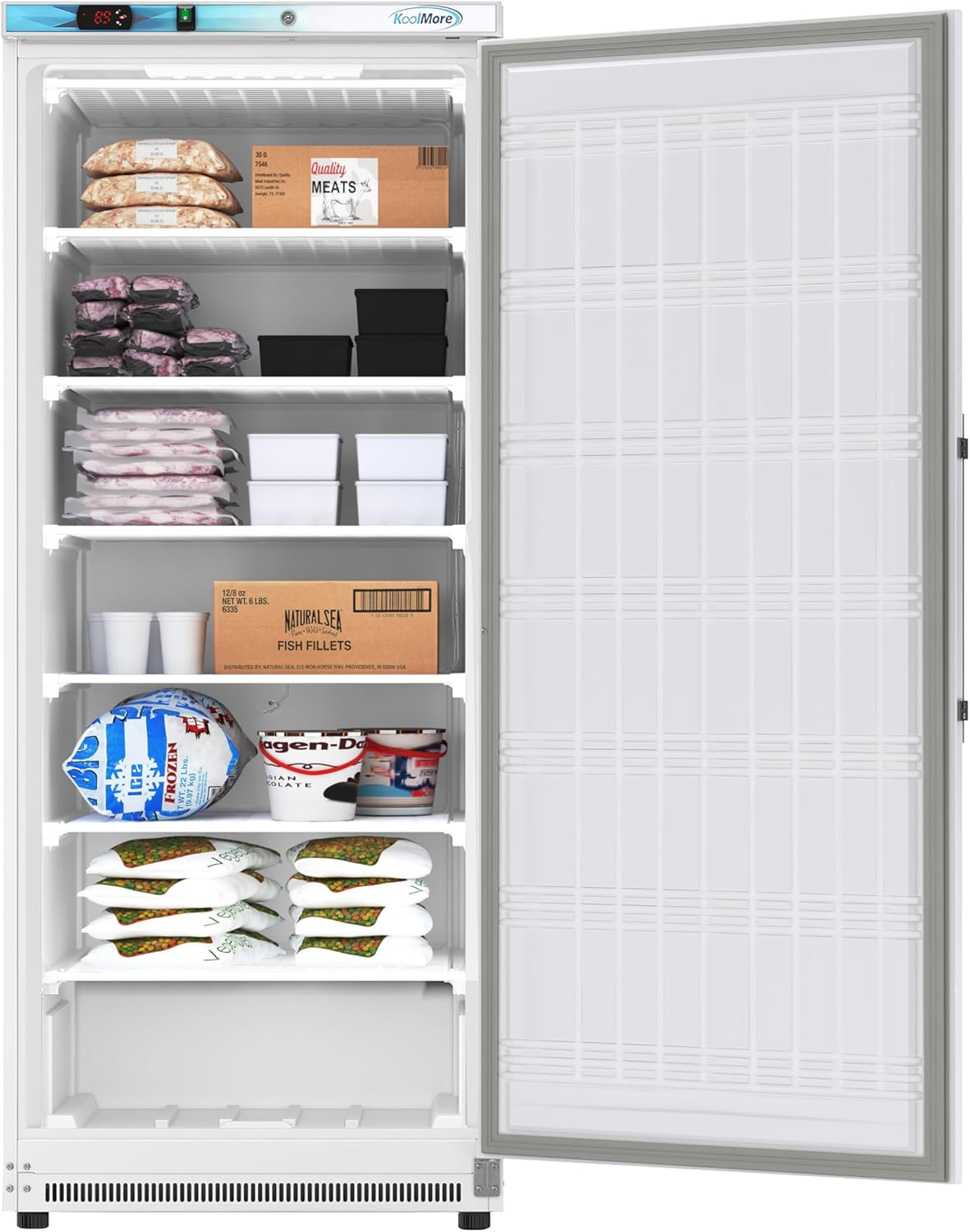 KoolMore KM-FMD20WH 21 Cu. ft. Commercial Reach-in Freezer in White Manual Defrost, Solid Door