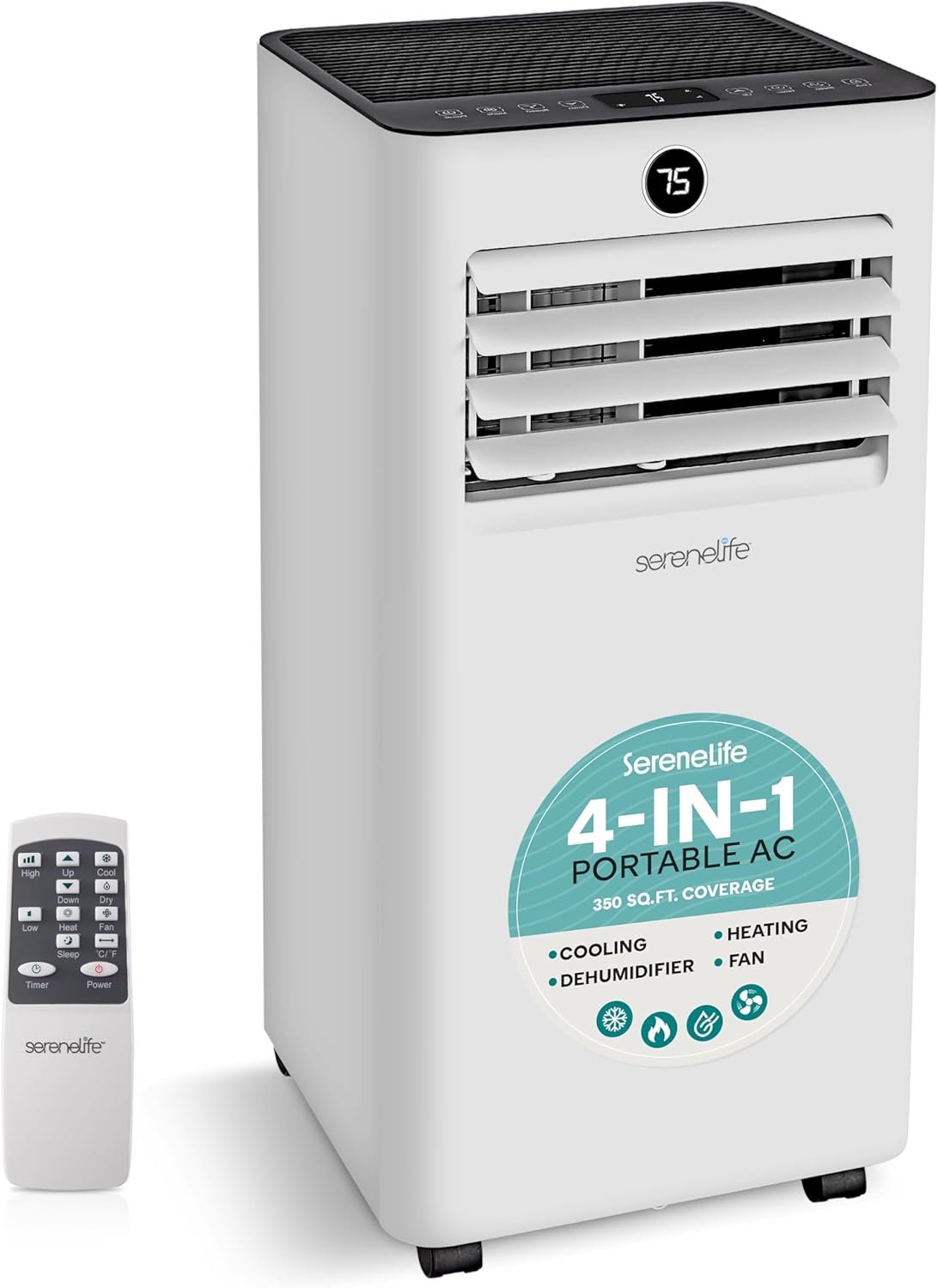 SereneLife 10,000 BTU Portable AC & Heater – with Dehumidifier, Fan, Remote & Window Kit – Cools up to 450 sq. ft.