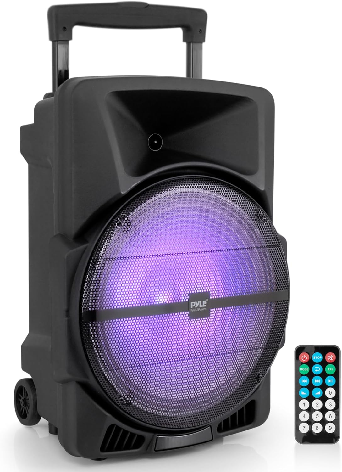 Wireless Portable PA Speaker System -1200W High Powered Bluetooth Compatible Indoor and Outdoor DJ Sound Stereo Loudspeaker w/ USB SD MP3 AUX 3.5mm Input, Flashing Party Light & FM Radio -PPHP1544B