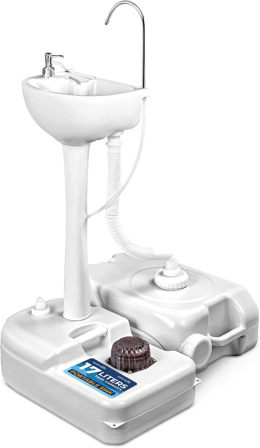 SereneLife Portable Camping Sink with 5-Gallon Water Tank, 6.4-Gallon Waste Tank, Foot Pump, Soap Dispenser, and Towel Holder – Ideal for Camping, Outdoor Use, and Worksites