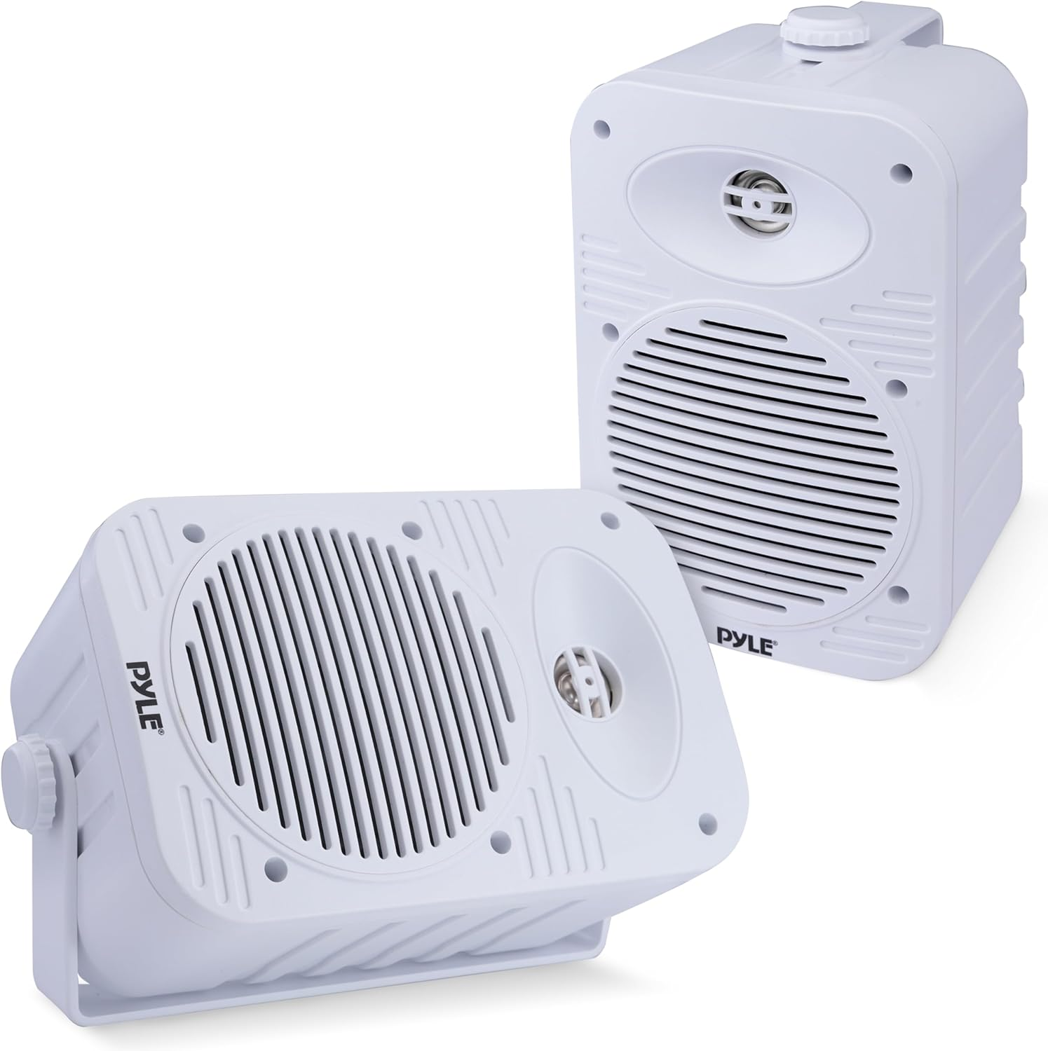 Pyle Indoor/Outdoor Speaker Pair – 500W Dual Waterproof 5.25” 2-Way Full-Range Speaker System with 1/2” High-Compliance Polymer Tweeter – Ideal for Home, Boat, Marine, Deck, Patio, or Poolside Use (White)