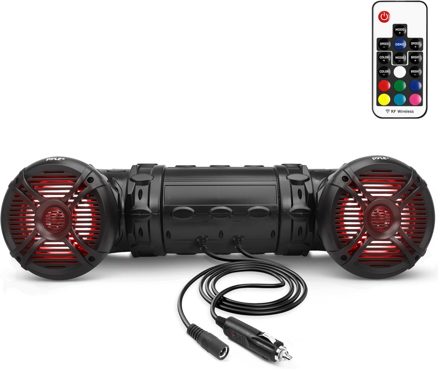 Pyle Marine ATV Powered Speakers – 4.0 Bluetooth, 800W, Color-Changing LED, IP44 Waterproof, 6.5” Dual Audio System for UTV, Golf Carts, Jetski, and Snowmobile – PLATV65BT.5