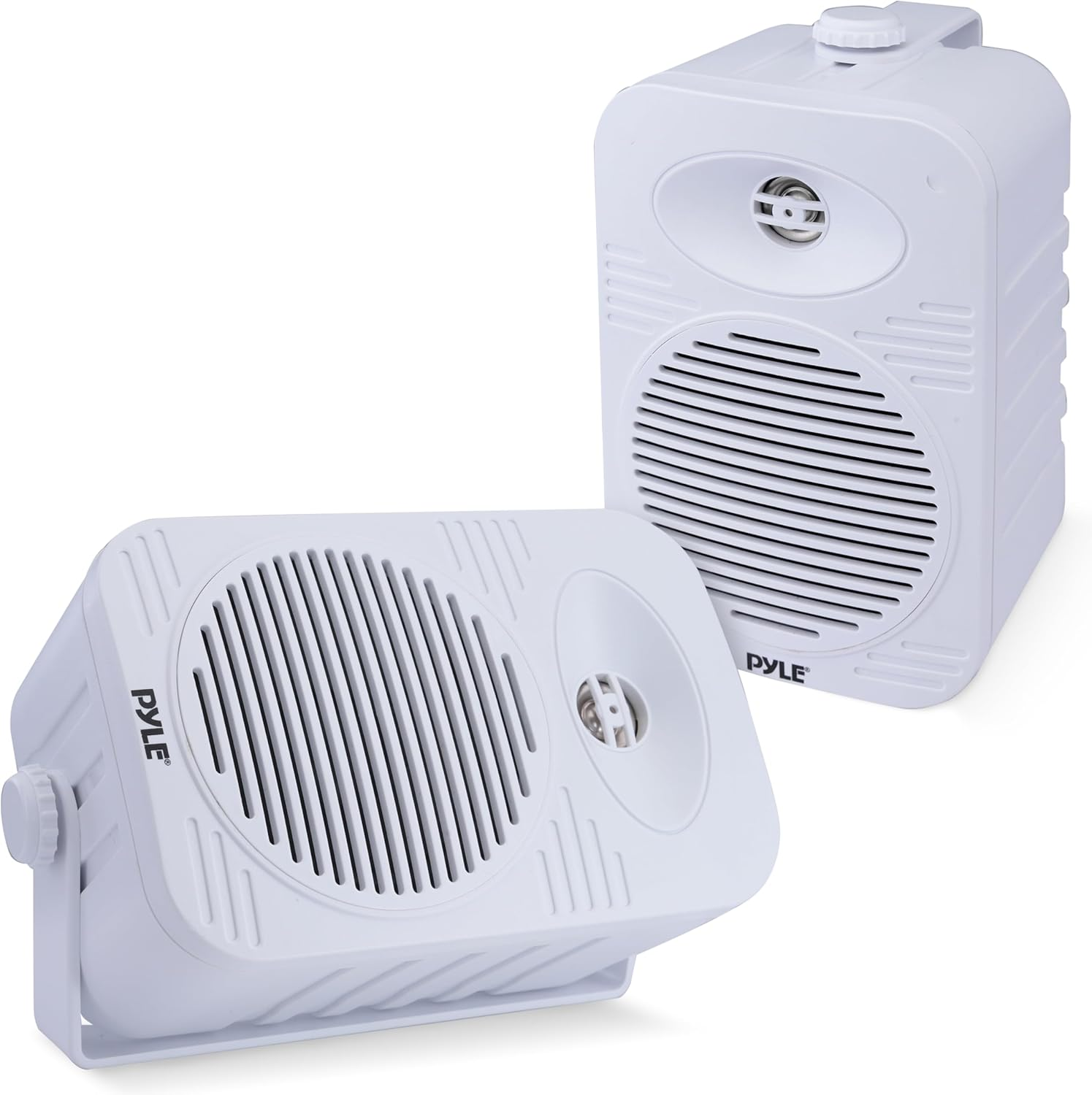 Pyle Outdoor Speakers – 300W Waterproof Marine-Grade Speakers with Universal Mounting and Heavy-Duty ABS Construction for Home, Boat, Deck, or Pool – White