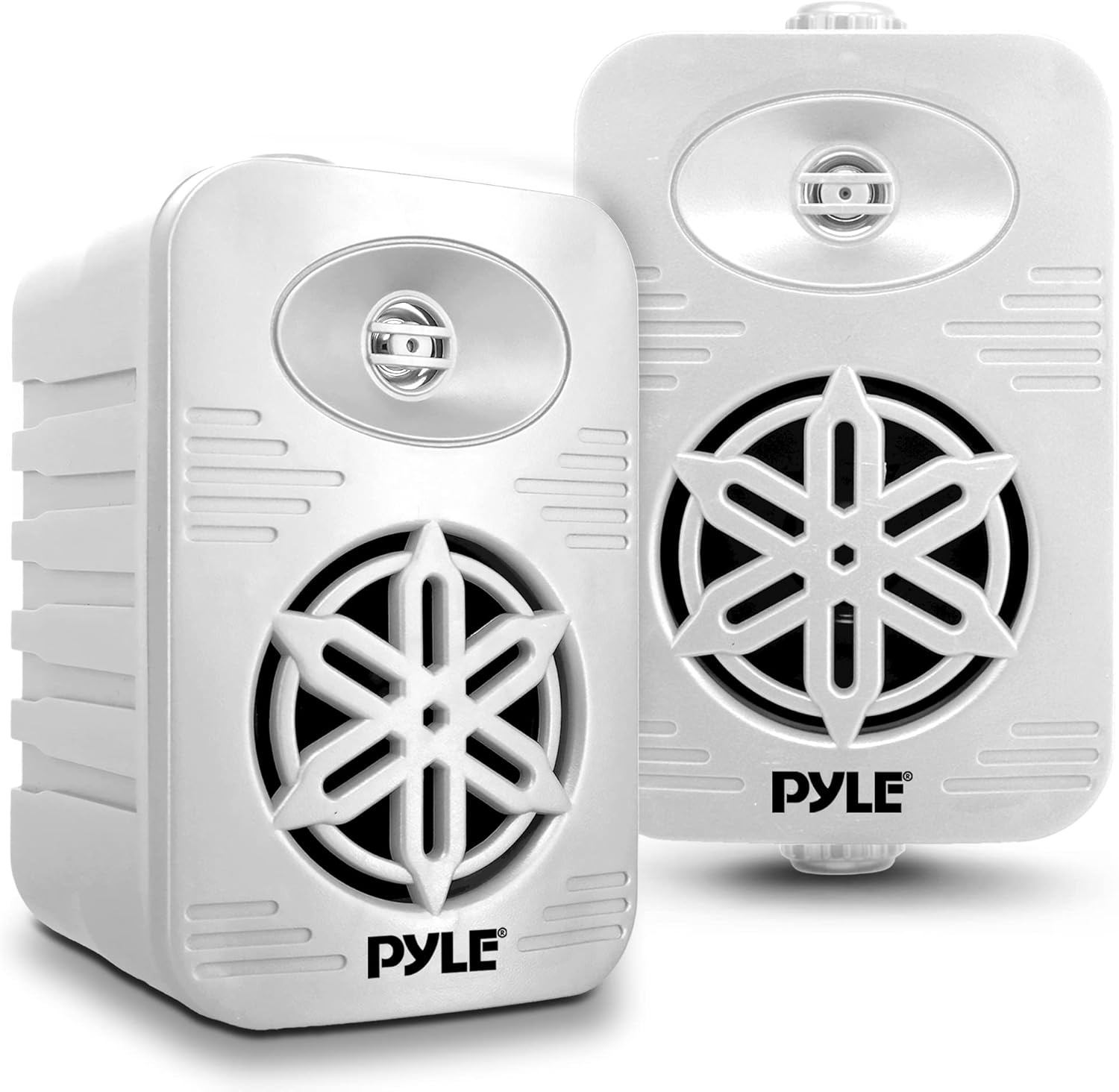 PyleUSA Indoor Outdoor Speakers Pair – 300W Dual Waterproof 4” 2-Way Full Range Speaker System with 1/2” High Compliance Polymer Tweeter for Home, Boat, Deck, Patio, or Poolside – White – PDWR45WT