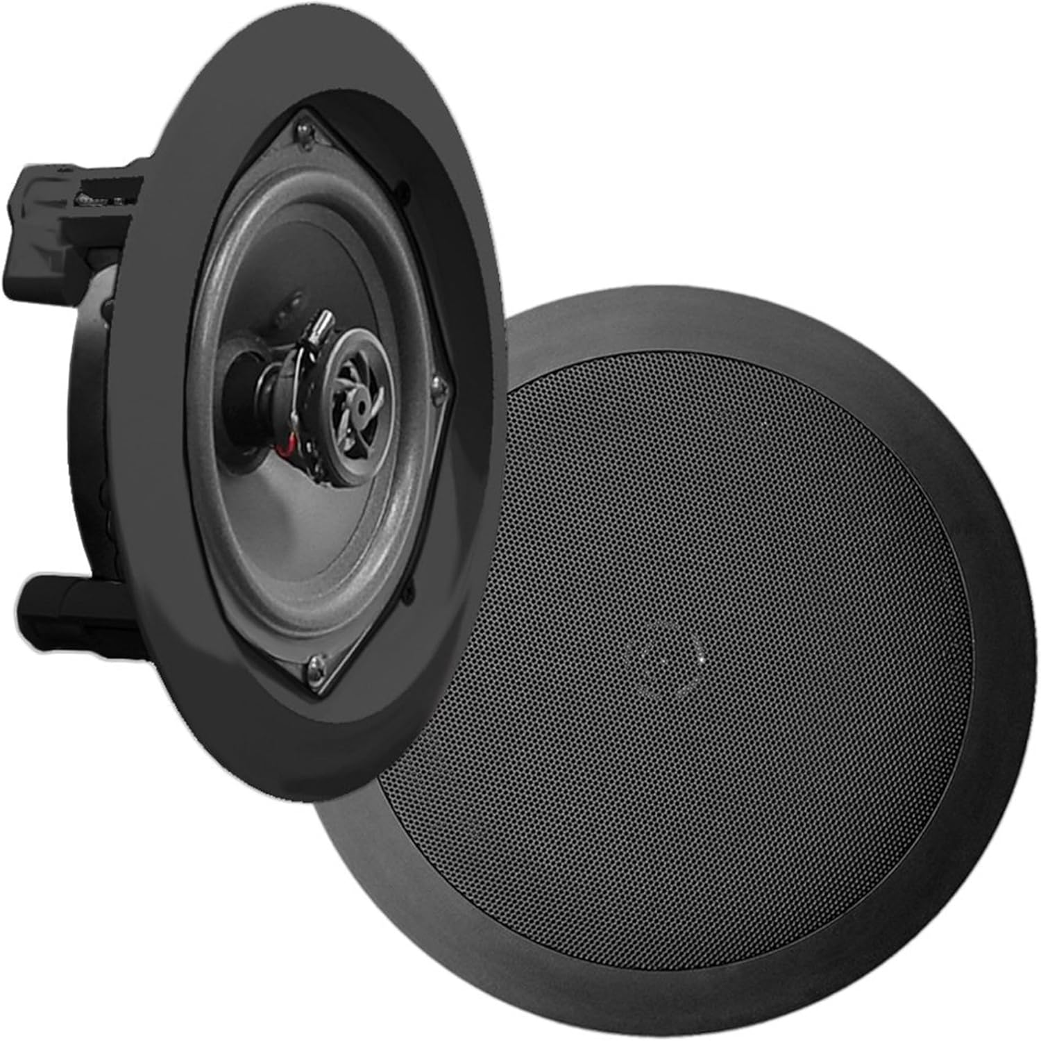 Pyle PDIC61RDBK In-Wall/In-Ceiling 6.5” Dual 2-Way Flush Mount Speaker System – Black Pair