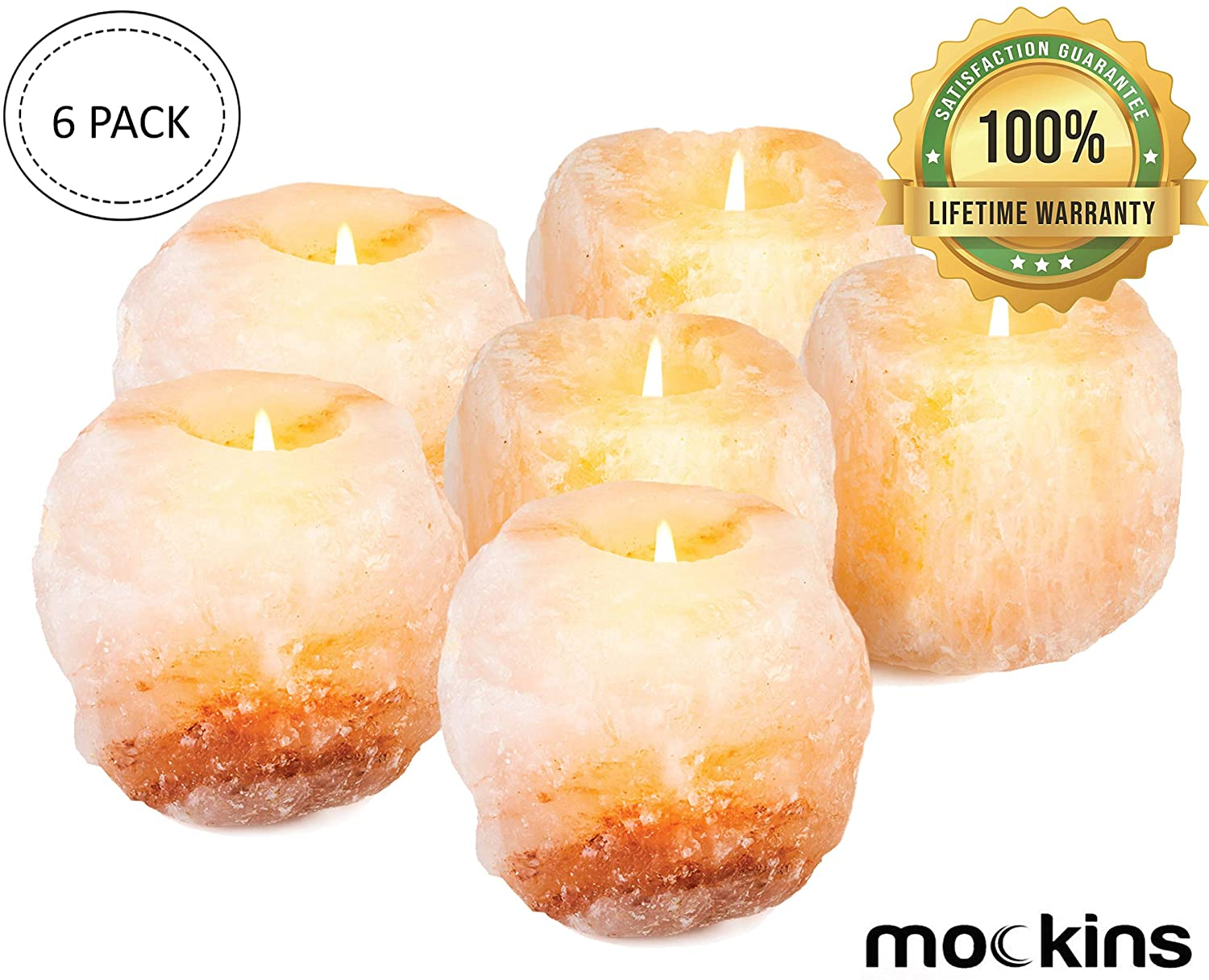 Mockins Natural Himalayan Salt Tea Light Candles - 6 Pack (MHHS6PTEAL80)