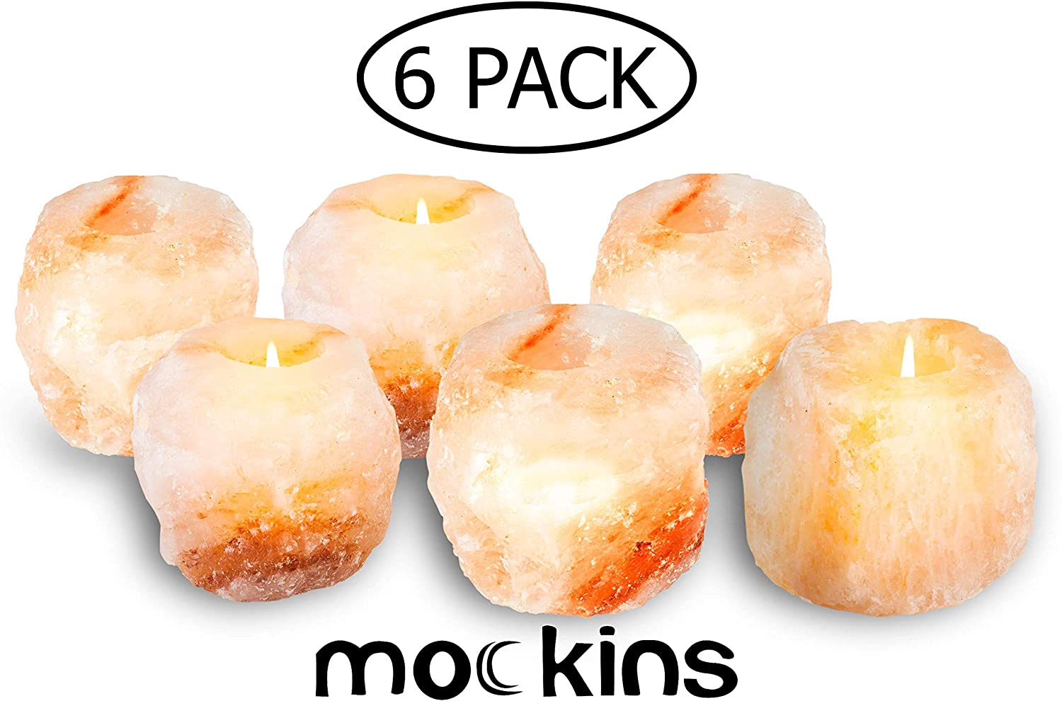 Mockins Natural Himalayan Salt Tea Light Candles - 6 Pack (MHHS6PTEAL80)