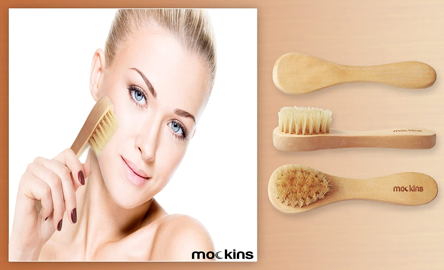 Mockins Natural 3 Piece Boar Bristle Body Brush Set, (MHBATHBRS65)