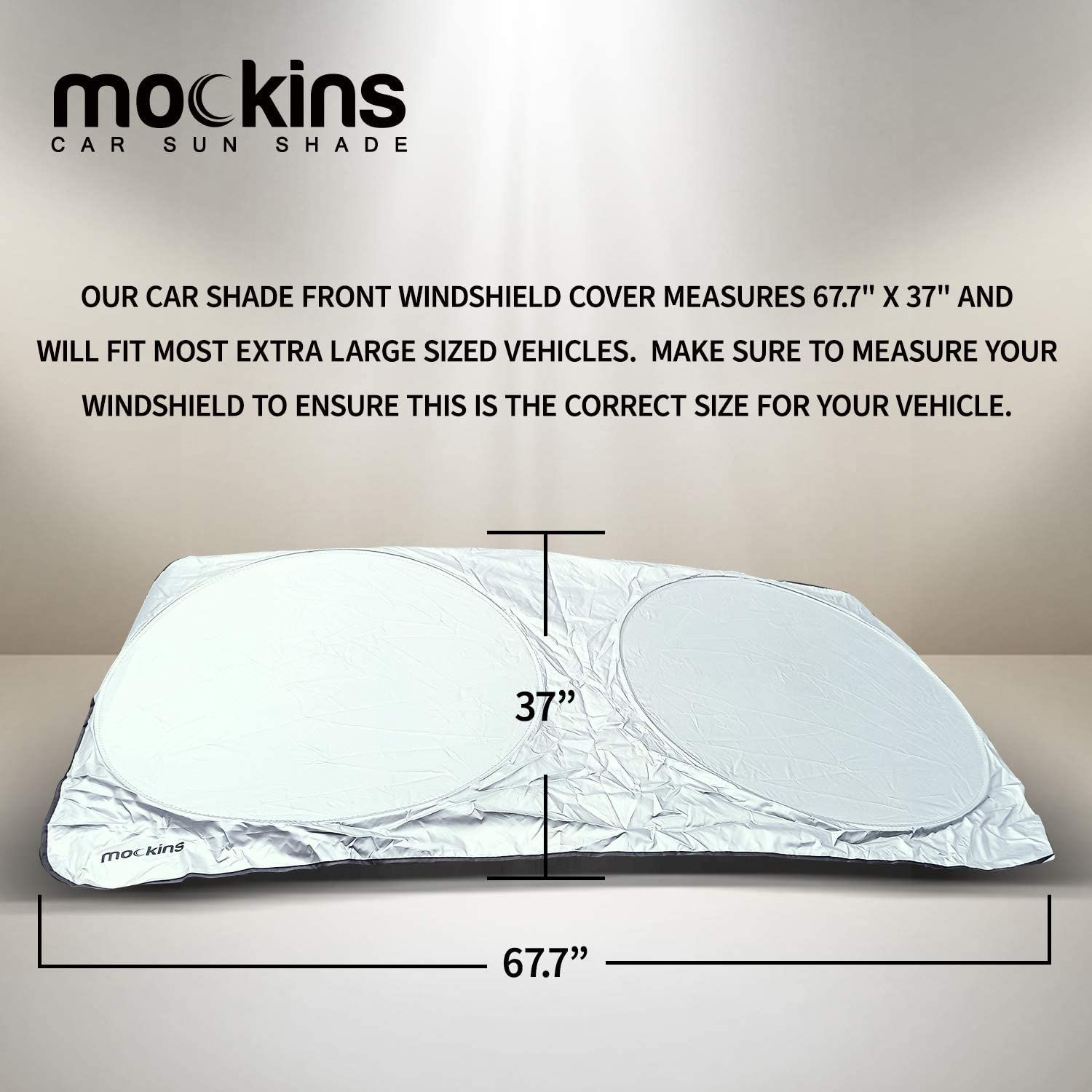 Mockins 67.7'' x 37'' Durable Polyester Windshield Sun Shade, (MASHD-XL-53)