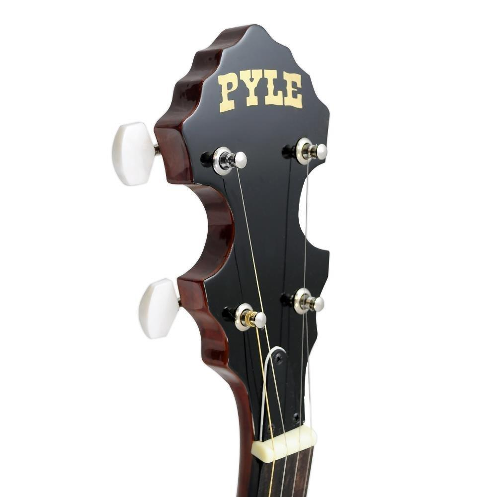 PYLE-PRO 5-String Geared Tunable Banjo with White Jade Tune Pegs & Rosewood Fretboard Polished Rich Wood Finish Maplewood Bridge Stand & Truss Rod Adjustment Tool- Pyle PBJ60