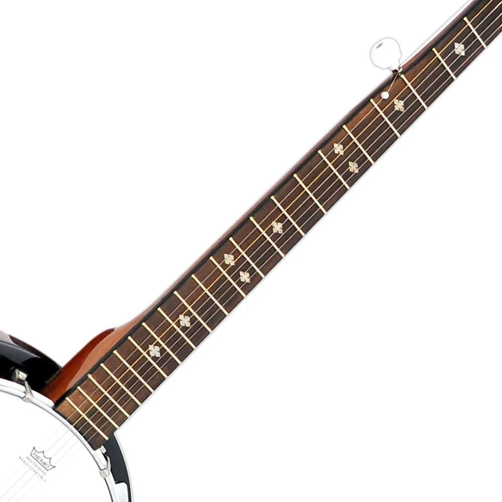 PYLE-PRO 5-String Geared Tunable Banjo with White Jade Tune Pegs & Rosewood Fretboard Polished Rich Wood Finish Maplewood Bridge Stand & Truss Rod Adjustment Tool- Pyle PBJ60