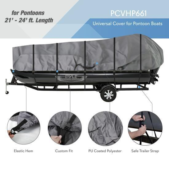 Pyle Armor Shield Trailer Pontoon Cover - Universal Cover for Pontoon Boats (for Pontoons 21" - 24 ft. Length (9PCVHP661)