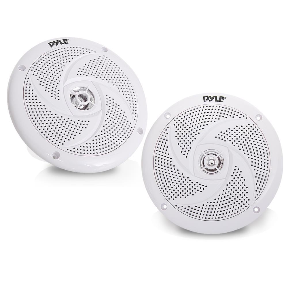 Pyle Pair Of 6.5'' IP44 Waterproof Stereo Speakers, Slim Style, Boats, Off-Road Vehicles  (PLMRS6W)