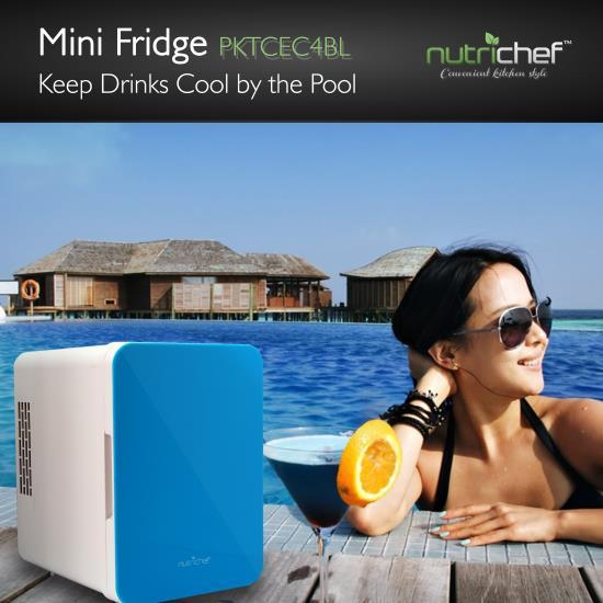 NutriChef Electric Cooler & Warmer - Mini Fridge with Thermo Heating & Cooling Ability (PKTCEC4BL)