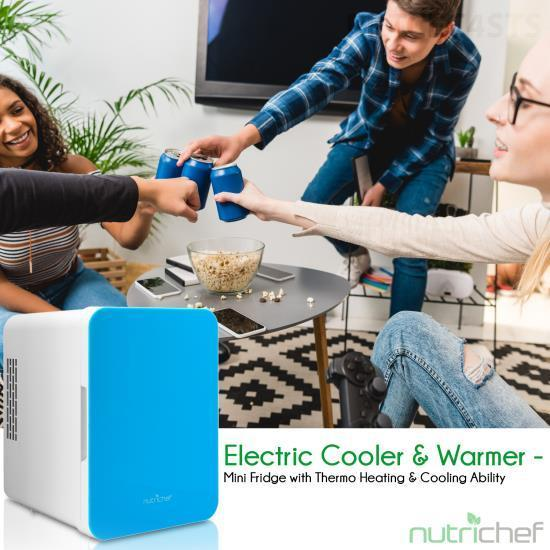 NutriChef Electric Cooler & Warmer - Mini Fridge with Thermo Heating & Cooling Ability (PKTCEC4BL)