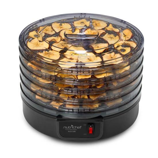 NutriChef Electric Countertop Food Dehydrator, Food Preserver (Black) (PKFD14BK)