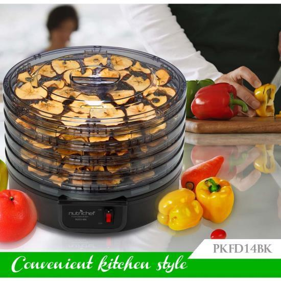 NutriChef Electric Countertop Food Dehydrator, Food Preserver (Black) (PKFD14BK)