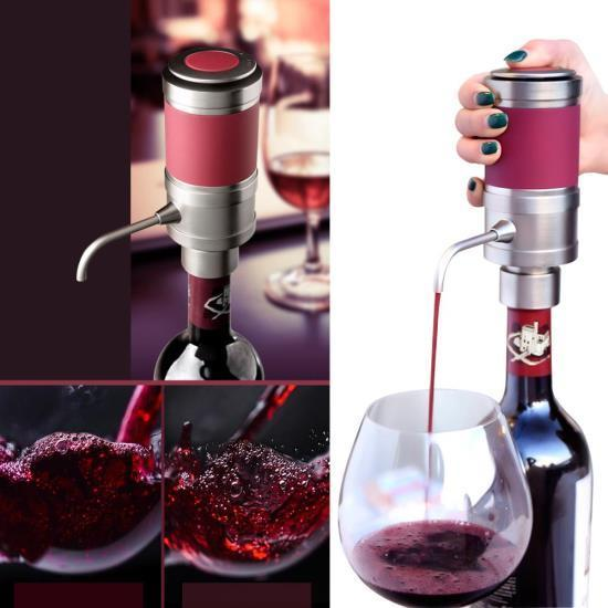 NutriChef Electric Wine Aerator Dispenser Pump - Portable and Automatic Bottle Breather Tap Machine - Air Decanter Diffuser System for Red and White Wine w/ Unique Metal Pourer Spout (PSLWPMP50)