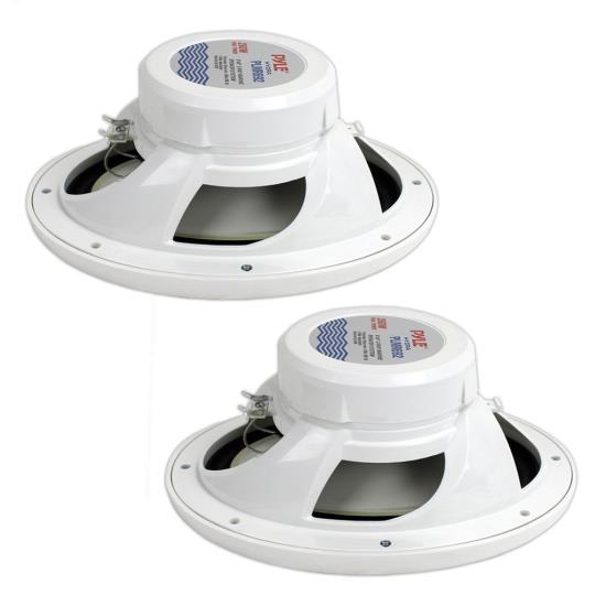 Pyle Dual 2-Way Water Resistant Marine Speakers, Full Range Stereo Sound - White (PLMR692)