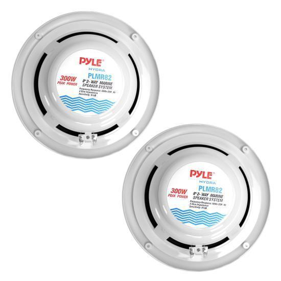 Pyle Dual 8.5'' IP44 Waterproof Speakers, 2-Way Full Range Stereo Sound -  White (PLMR82)