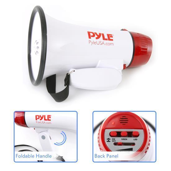 Pyle Mini Compact Megaphone, Siren Alarm & LED Lights (PMP37LED)