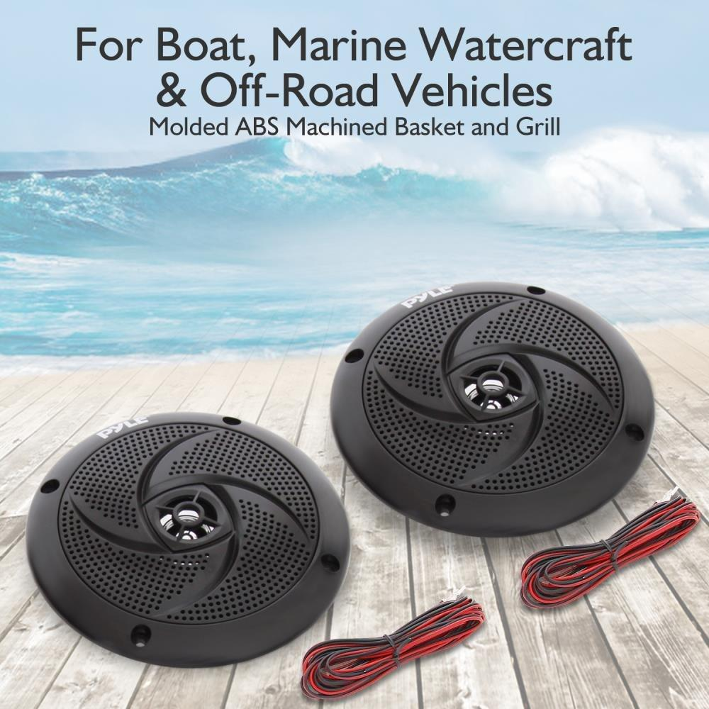 Pyle Waterproof Rated Marine Speakers, Low-Profile Slim Style Speaker Pair, 4.0 -inch  (100 Watt) (PLMRS4B)