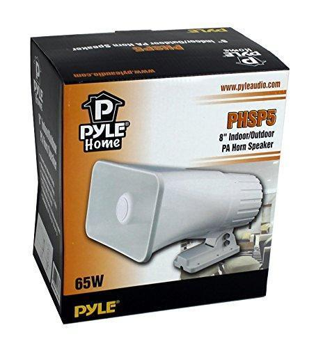 Indoor / Outdoor PA Horn Speaker - 8” Portable PA Speaker with 8 Ohms Impedance & 65 Watts Peak Power - Mounting Bracket & Hardware Included - Pyle PHSP5