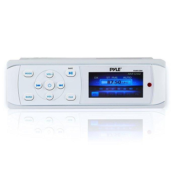 Pyle Bluetooth Boat/Car Stereo Receiver, Waterproof, AM/FM Radio - White (PLMR15BW)