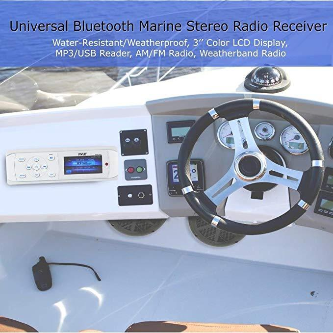 Pyle Bluetooth Boat/Car Stereo Receiver, Waterproof, AM/FM Radio - White (PLMR15BW)