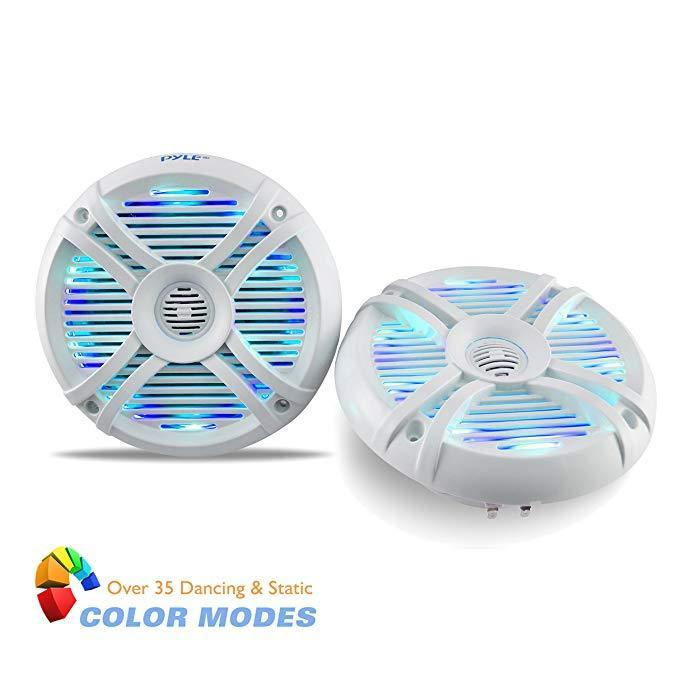 Pyle Hydra Dual 6.5" Waterproof Speakers, Multi-Color LED Lights - White (PLMRX68LEW)