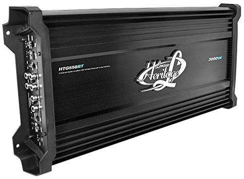 Lanzar Amplifier Car Audio, 3,000W, 5 Channel, 2 Ohm, Bridgeable 4 Ohm, MOSFET, RCA Input, Bass Boost, Mobile Audio, Amplifier for Car Speakers, Car Electronics, Wireless Bluetooth (HTG558BT)