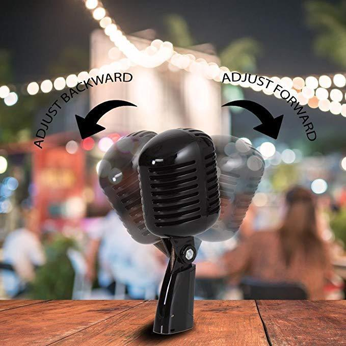 Pyle Retro-Style Dynamic Vocal Microphone with XLR Cable and Adjustable Stand – Ideal for Live Performances and Recording