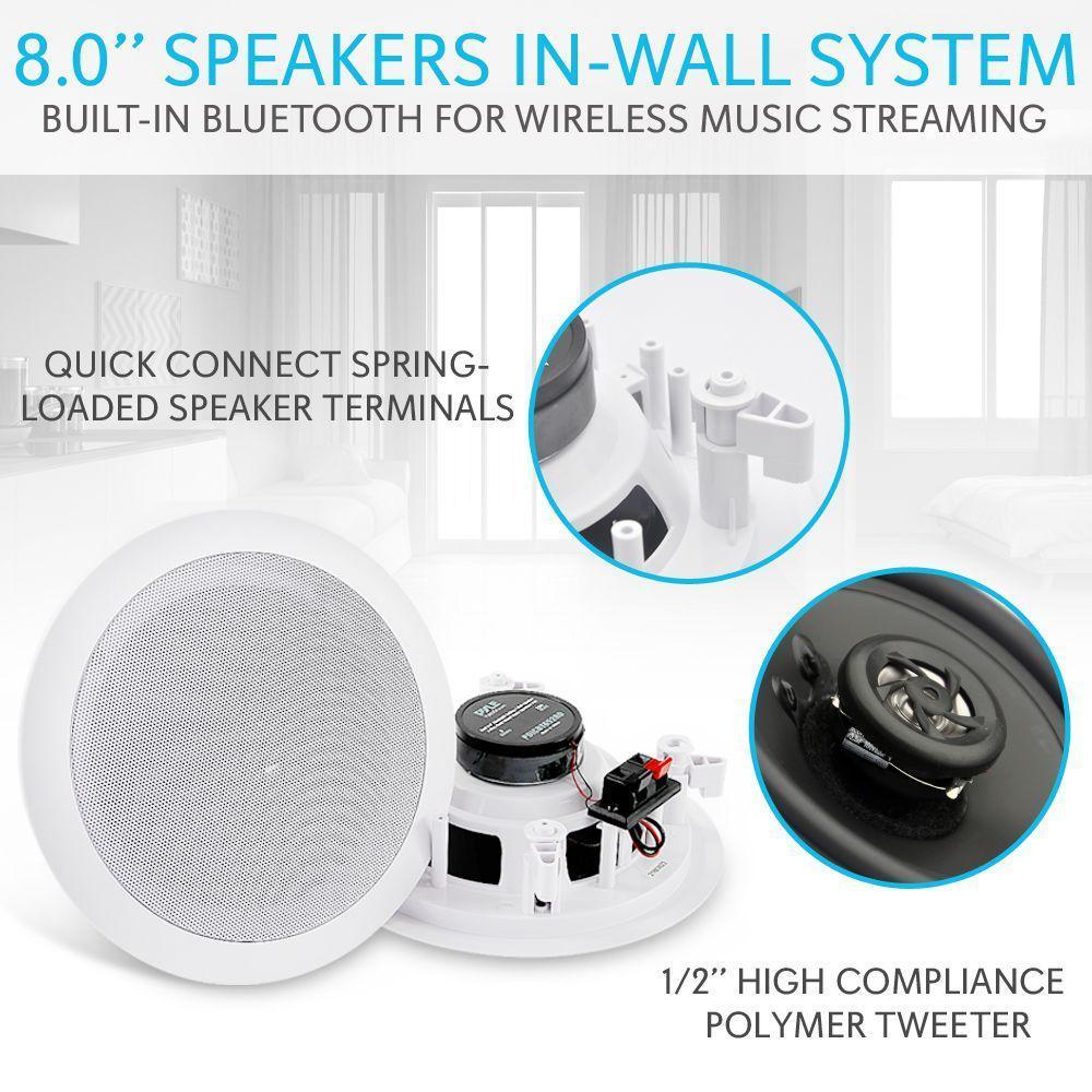 Pyle Pair of 8” Bluetooth 2-Way Home Speaker System, (PDICBT852RD)