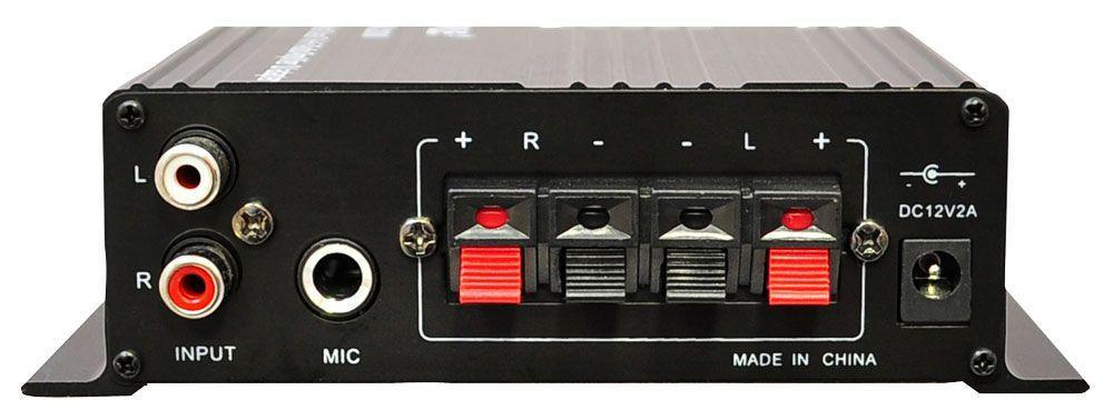 Pyle Home Mini Audio Amplifier - 60W Portable Dual Channel Surround Sound HiFi Stereo Receiver w/ 12V AC Adapter, AUX, MIC IN, Supports Smart Phone, iPhone, iPod, MP3 For 2-8ohm Speakers - Pyle PFA200